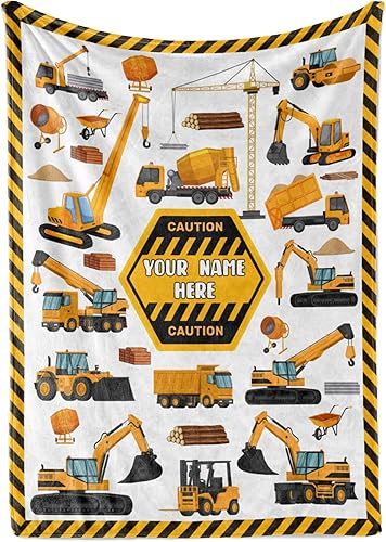 Miniatura 6 de Manta personalizada para camión, fabricada en Estados Unidos y enviada al día siguiente, diseño de excavadora de construcción de vellón suave para