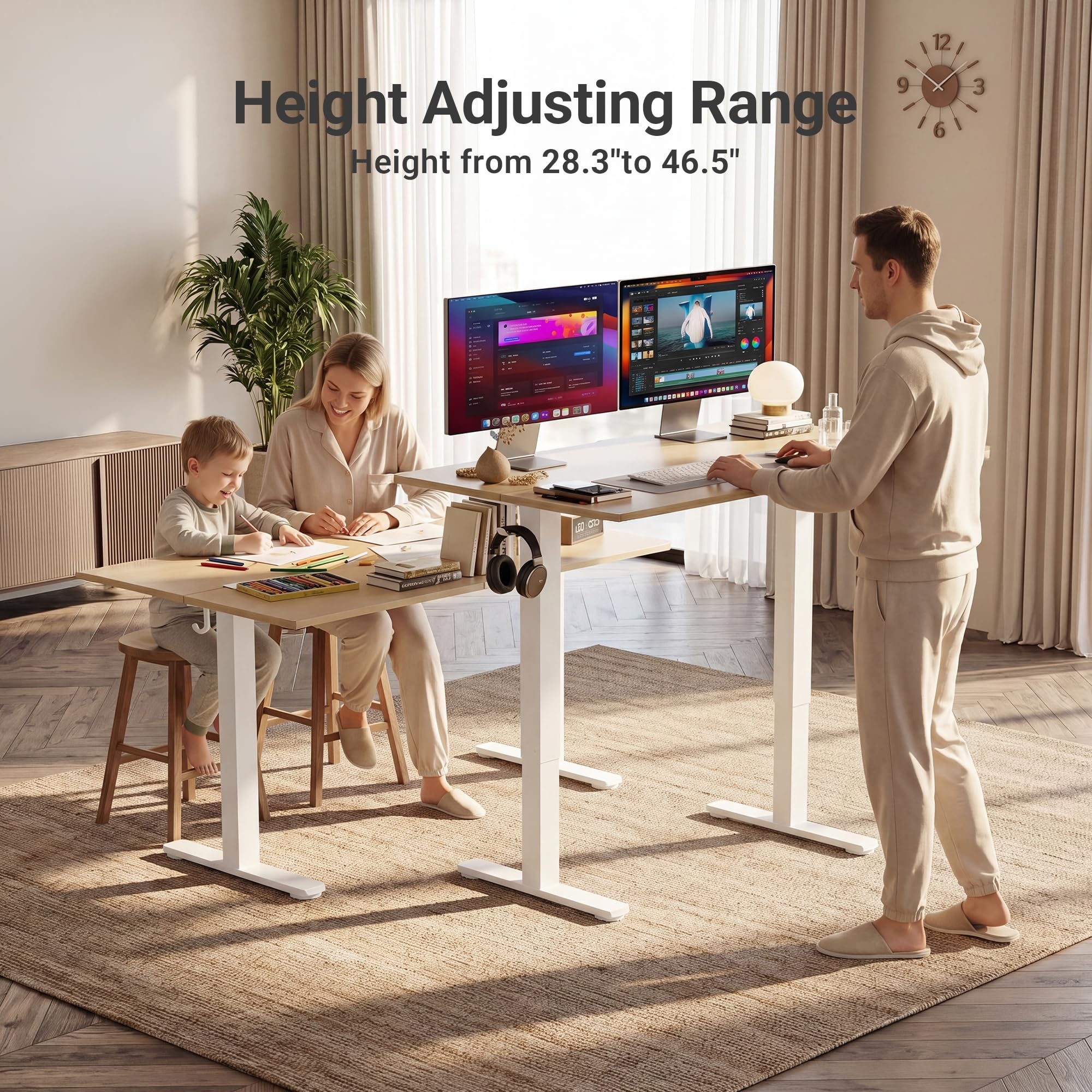 Claiks Electric Height Adjustable Standing Desk, 40x24 Inch, Nature view 4