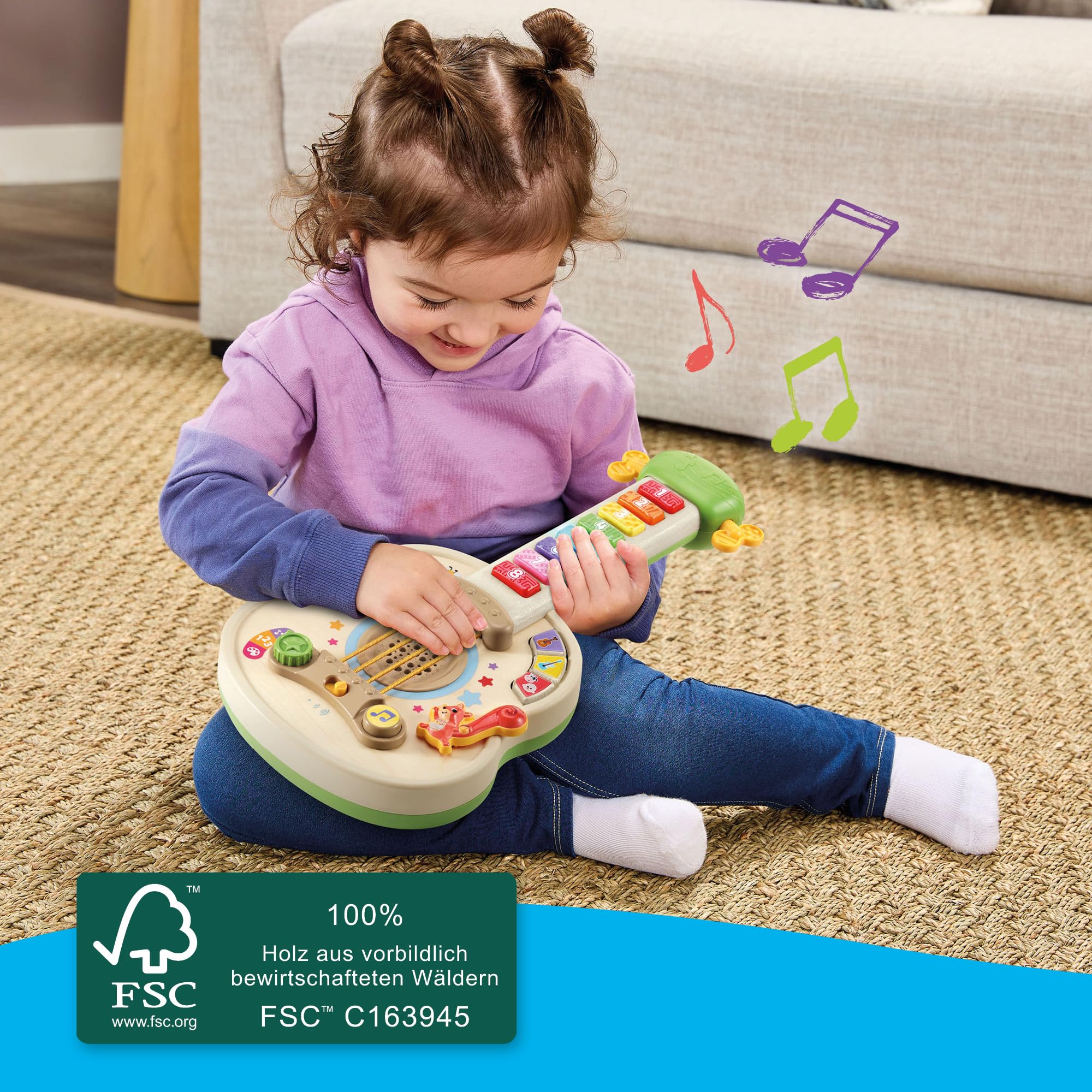VTech Baby Interaktive Holz-Gitarre – Lernspielzeug für Kleinkinder ab 1,5 Jahren