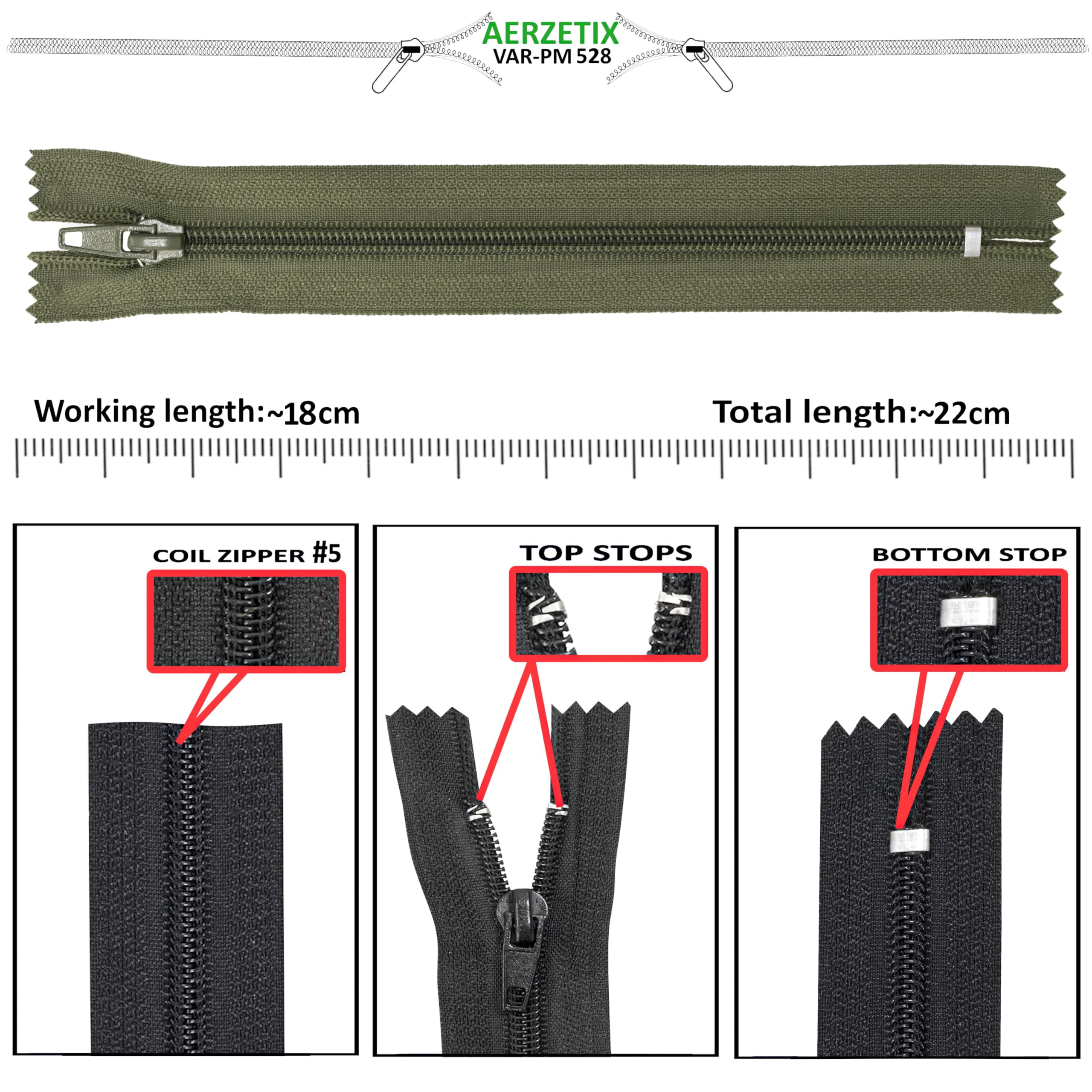AERZETIX - Ensemble De 12 Fermetures éclair à Glissière