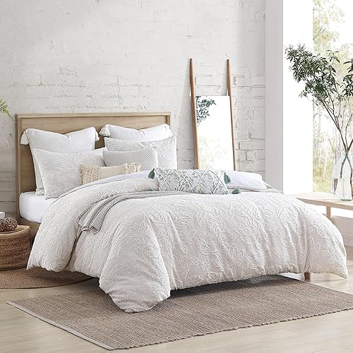 Miniatura 3 de Peri Home Folky - Juego de edredón y funda de almohada de 3 piezas de jacquard floral, matrimonialqueen, beige natural