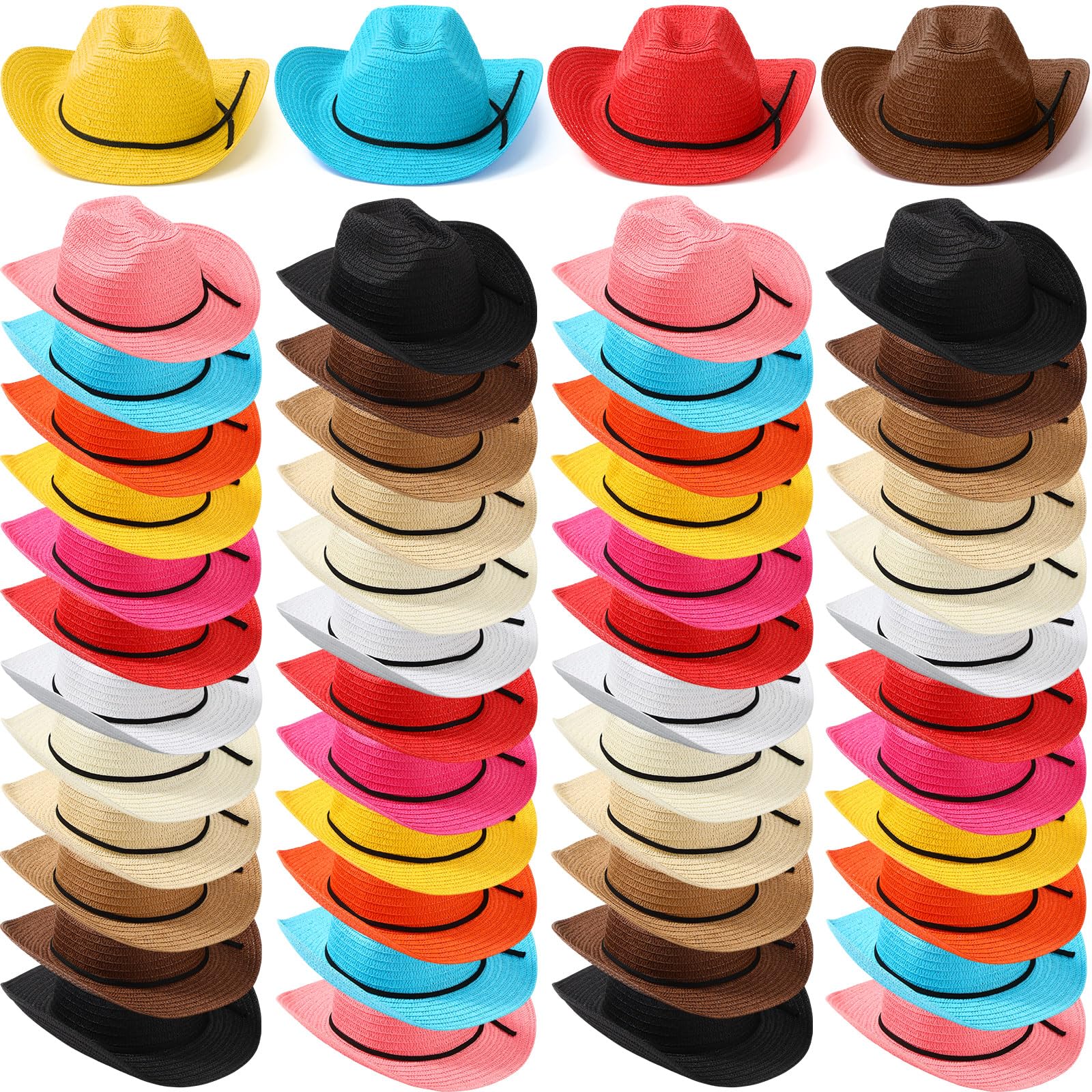 Unittype Adult Straw Cowboy Hat Bulk Western Party Pack