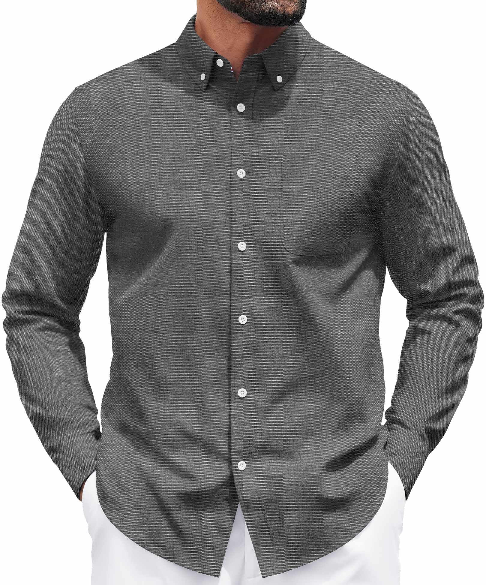 – Mens Long Sleeve Button Down Shirt Casual Untucked Shirts for Men Oxford Dress Shirts