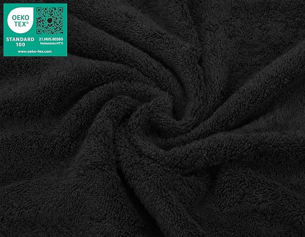 American Soft Linen Washcloths for Bathroom, 100% Turkish Cotton Washcloth Set of 4, 13x13 in Soft Washcloths for Body and Face, Wash Rags for Kitchen, Baby Washcloths, Black Washcloths - 3