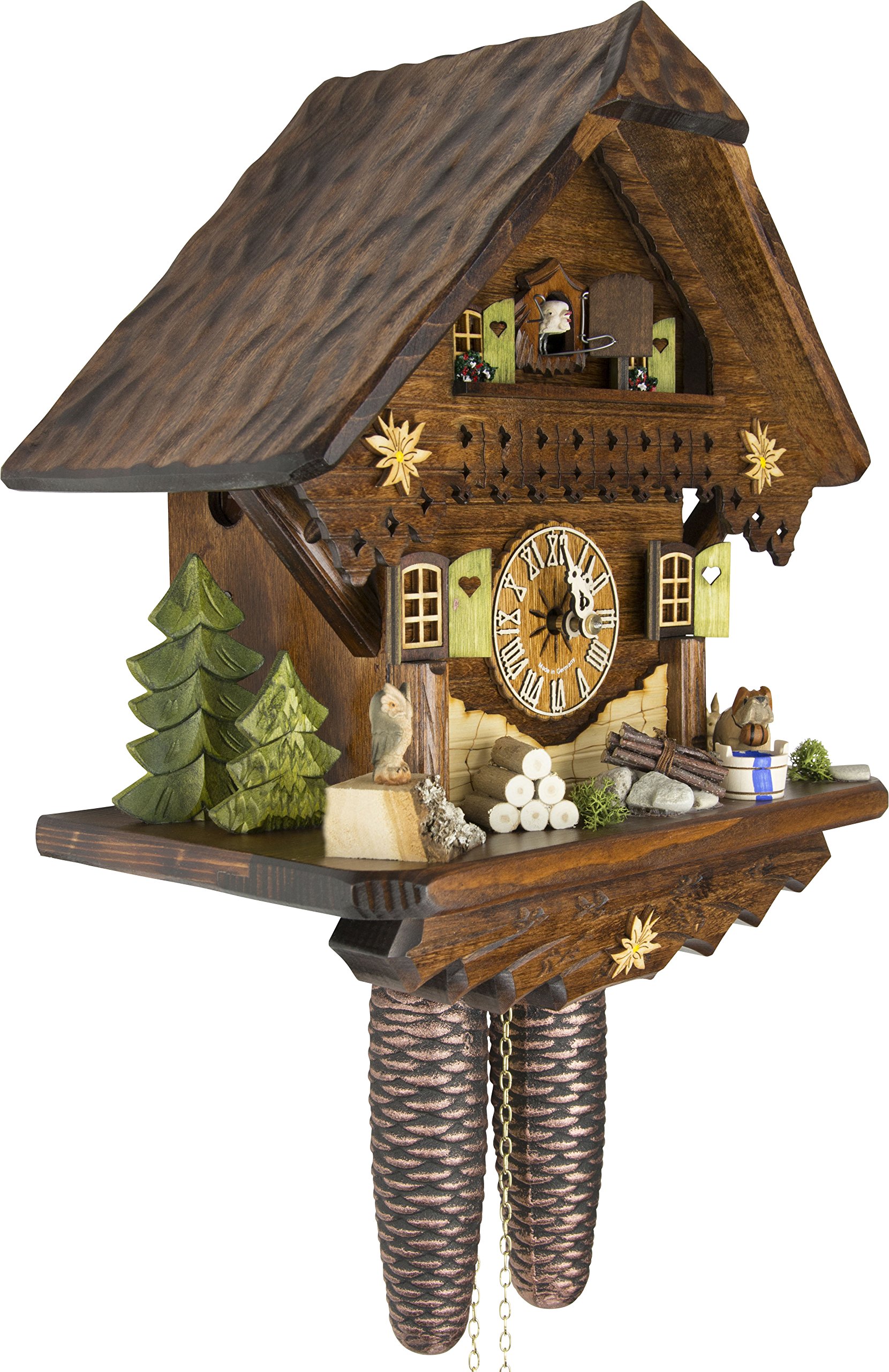 Cuckoo Palace Zegar z kukułką, letni domek na łące z 8-dniowym ruchem, wysokość 34 cm