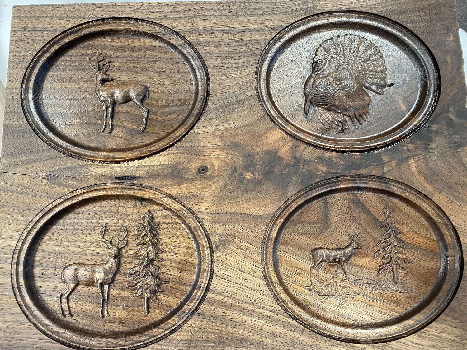 Personalized State Outline Deer European Skull Mount Display Plaque - Custom (Walnut)