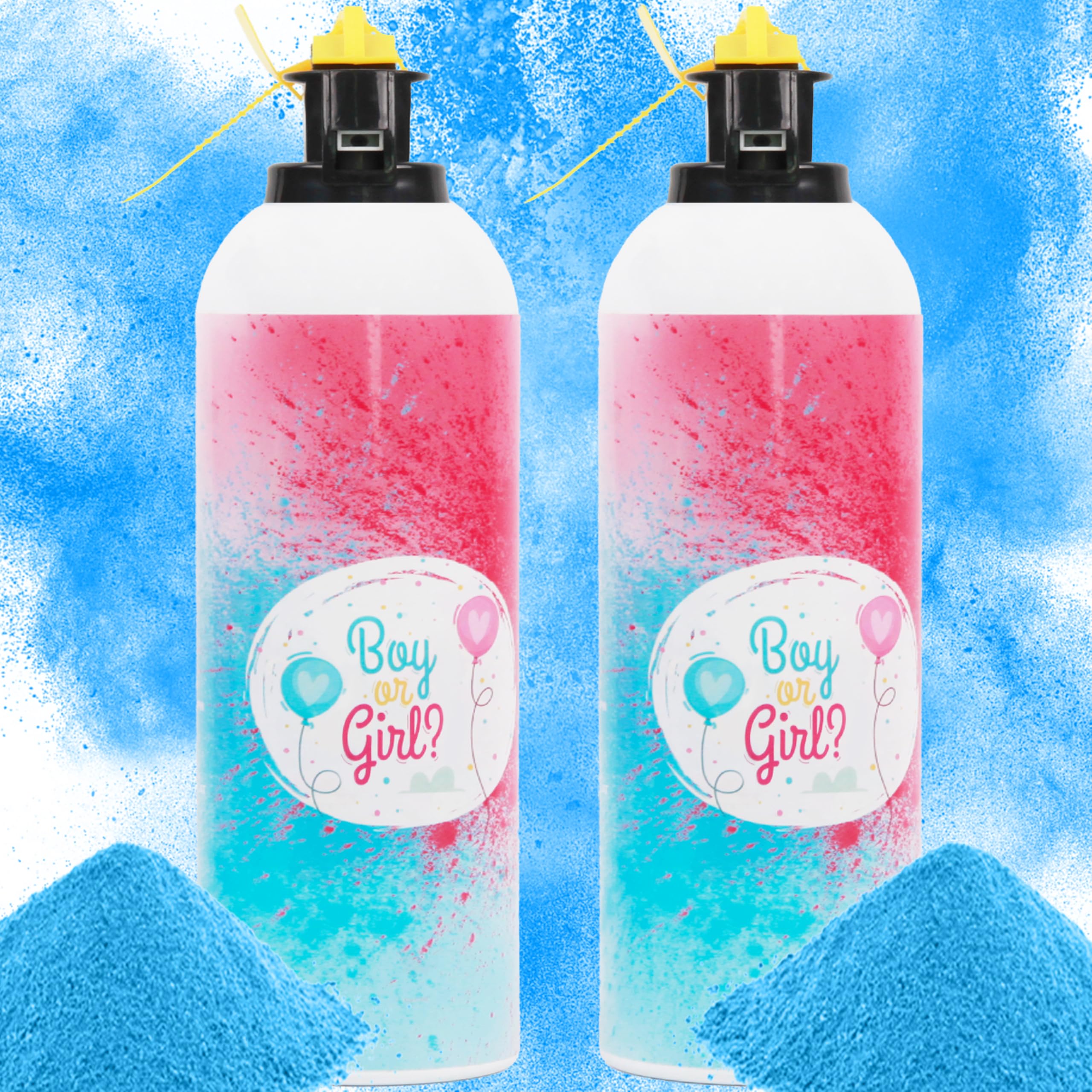 Gender Reveal Giant Size Fire Extinguisher 2 Packs Large 100% Biodegragable Blue Smoke Spray Color Powder Smoke Bomb | Blasts 10+ Feet 700g| Baby