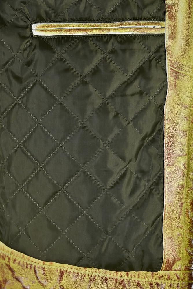 RACER Mens Leather Jacket Dirty Green Waxed Denim Look Biker