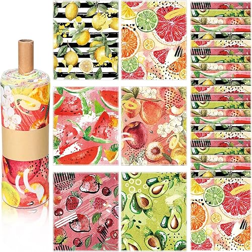 Juego de 36 paños de cocina reutilizables de frutas, toallas de algodón lavables para el hogar (color fresco)