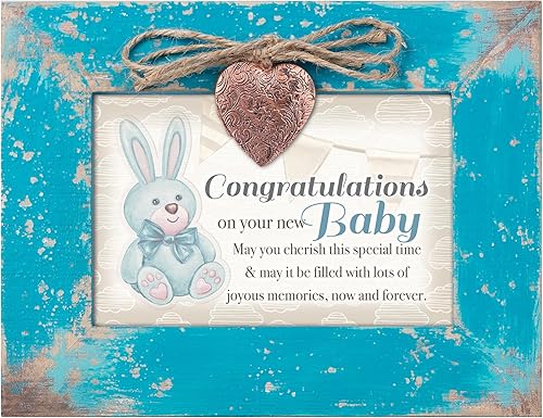 Miniatura 2 de Cottage Garden Congratulations On Your Baby Teal Distressed Locket Music Box Plays You are My Sunshine