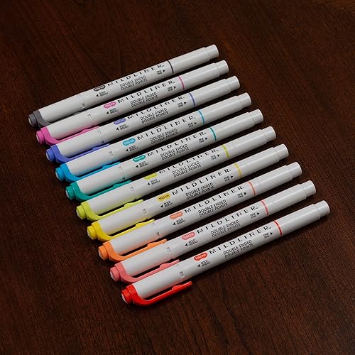 Miniatura 5 de Zebra Pen Mildliner - Juego de resaltadores de doble extremo, puntas anchas y finas, colores de tinta renovables y amigables, paquete de 10 (78501)