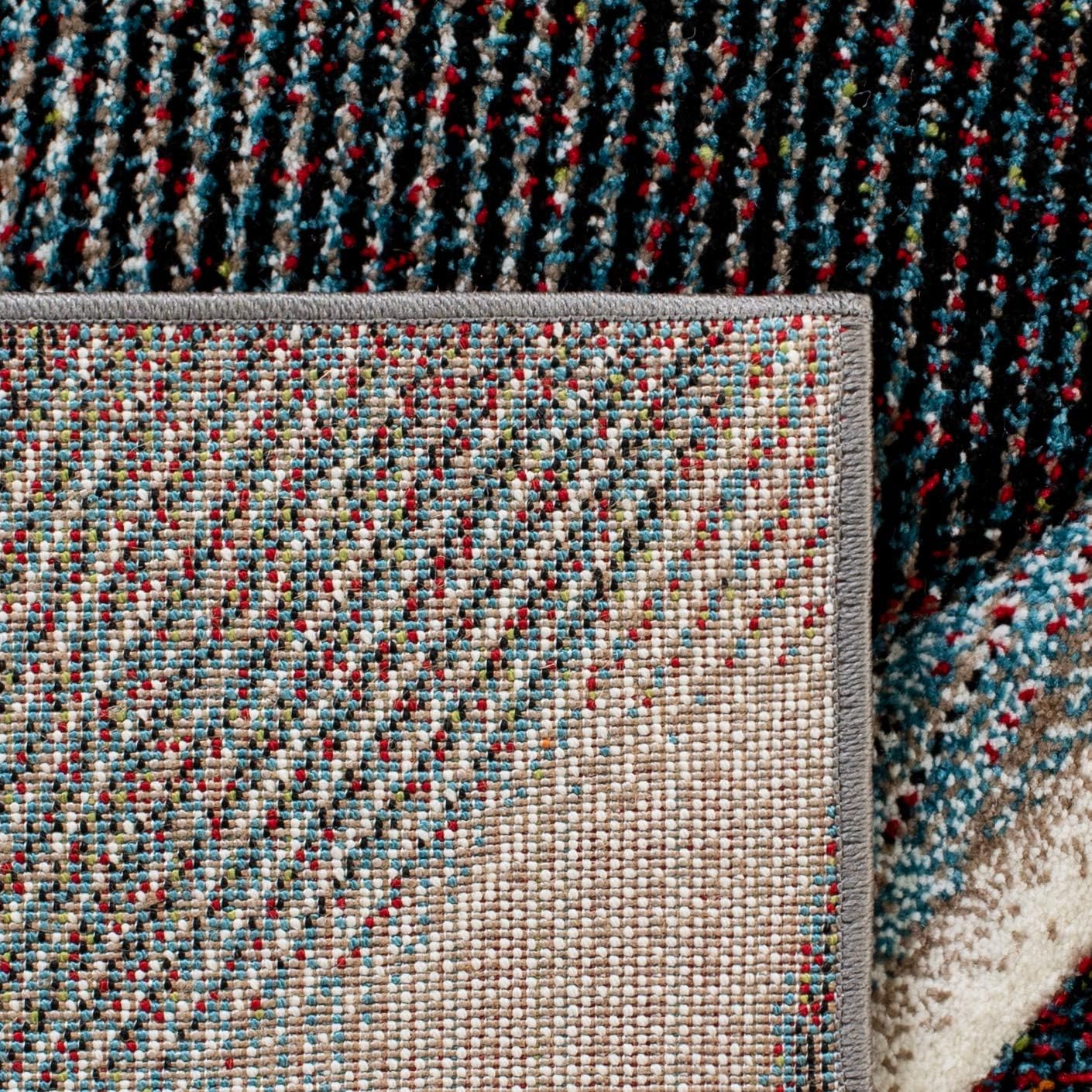SAFAVIEH Hollywood Collection Area Rug - 9' x 12', Beige & Blue, Mid-Century Modern Design, Non-Shedding & Easy Care, Ideal for High Traffic Areas in Living Room, Bedroom (HLW715B)