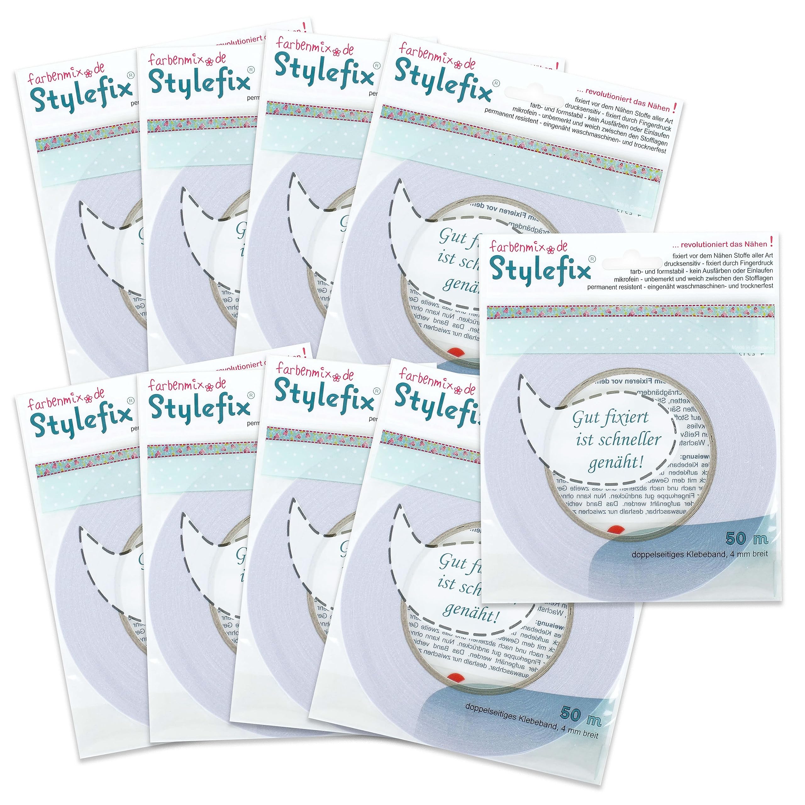 Farbenmix.de 3X 3er Pack STYLEFIX doppelseitiges Klebeband (1Rolle = 50m, ca. 4mm breit)