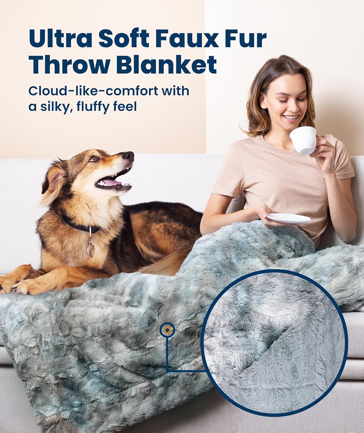 Everlasting Comfort Soft & Comfortable Arctic Blue Faux Fur Throw Blanket for Couch - (50"x65") Minky & Fluffy Fall Blankets & Throws, Plush Fuzzy Cover for Bed, Sofa & Living Room - Cozy Home Decor - Image 3