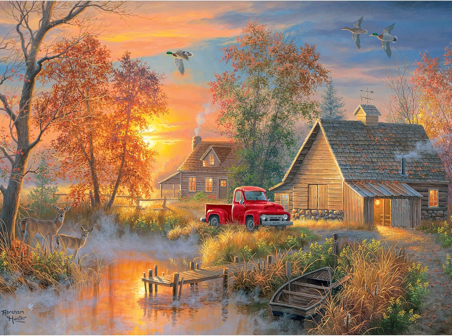 RoseArt- Abraham Hunter - Autumn Mist - 1000 Piece Jigsaw Puzzle for Adults