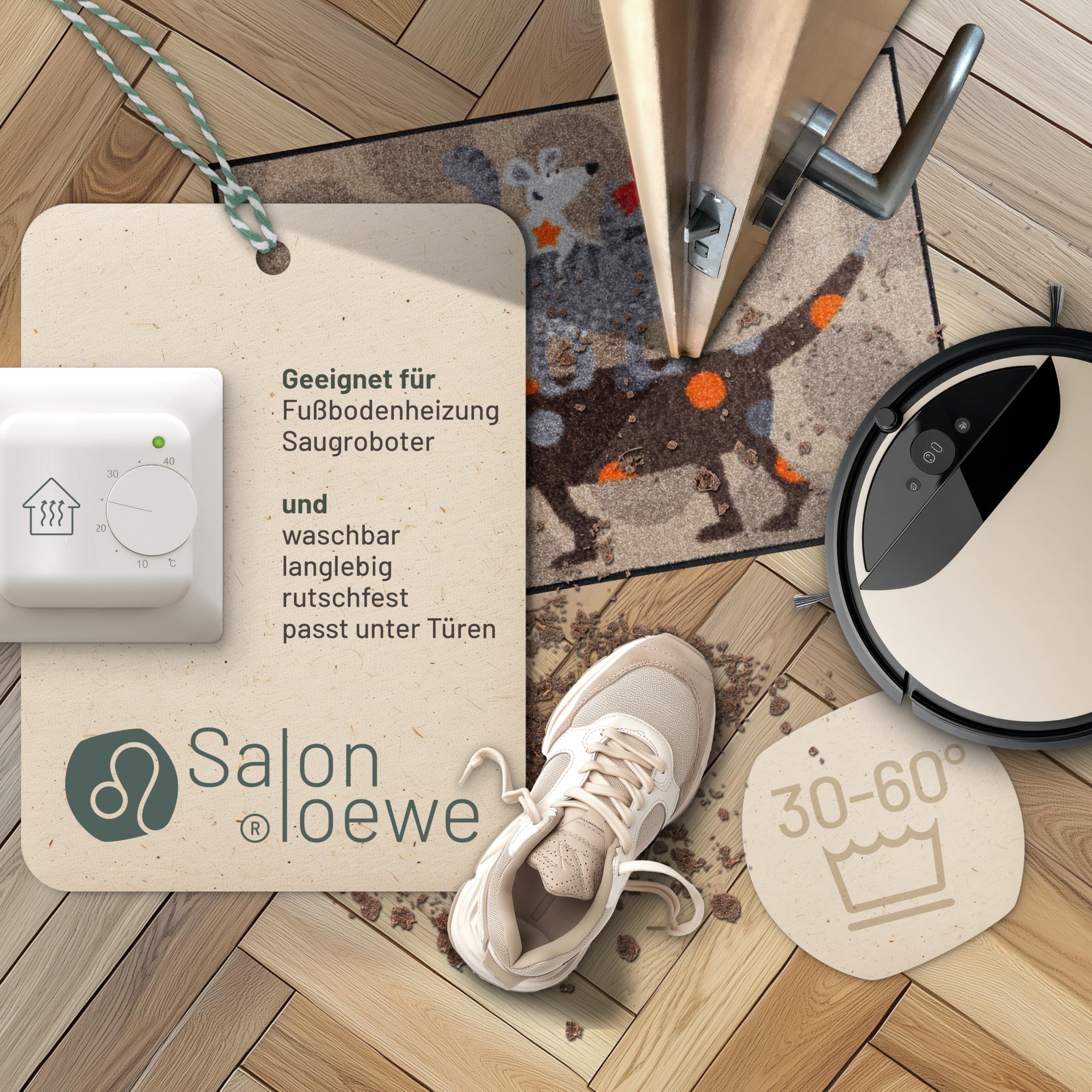 Salonloewe Fussmatte Tierturm I Schmutzfangmatte & Fußabtreter für Innen 50 x 75 cm