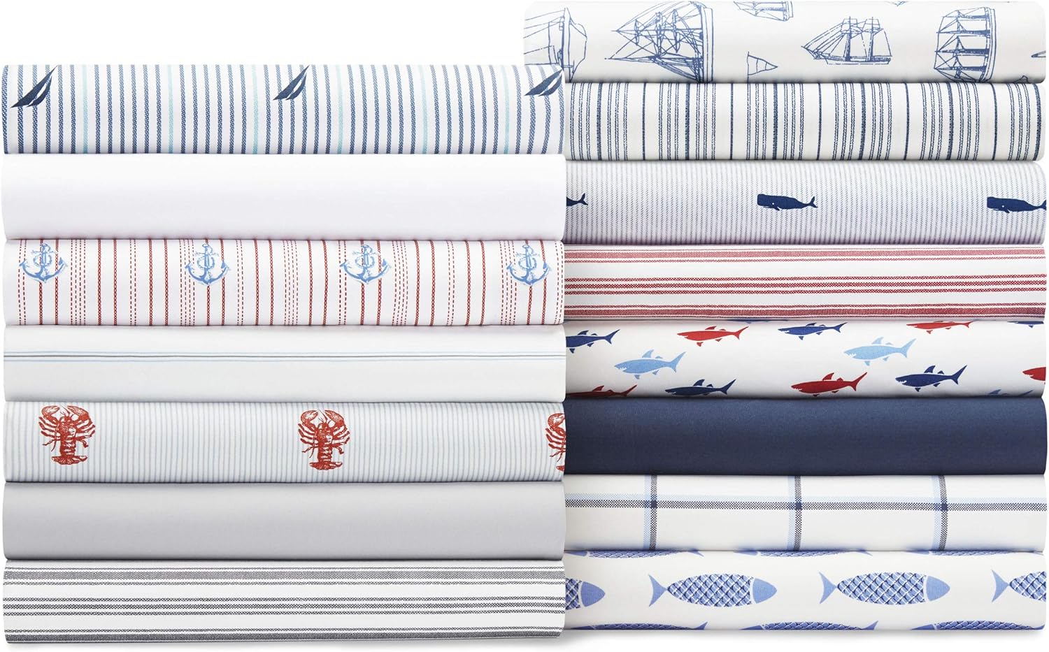 Nautica - Percale Collection - Bed Sheet Set - 100% Cotton, Crisp & Cool, Lightweight & Moisture-Wicking Bedding, Full, Beaux Stripe : Home & Kitchen