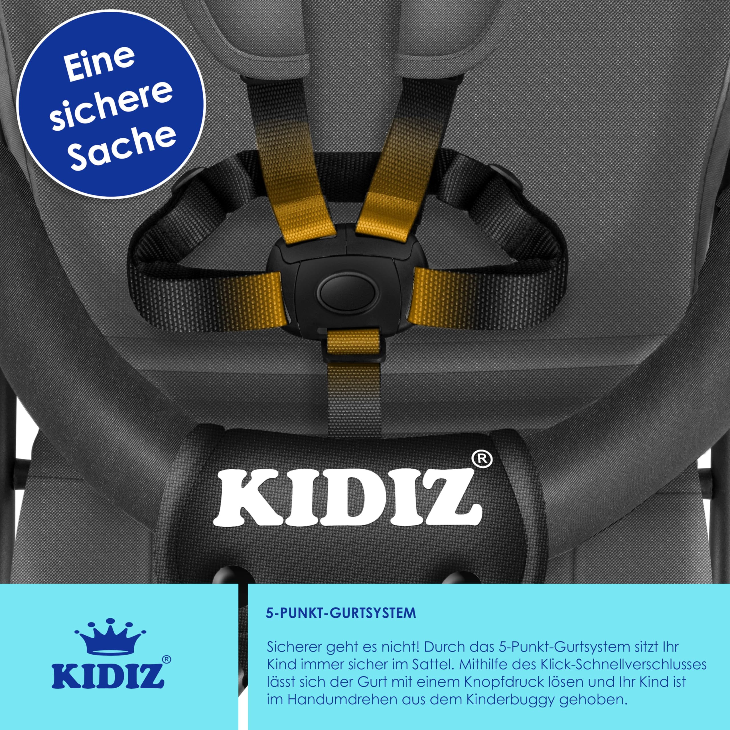 KIDIZ® Kinderwagen CITY Buggy Kinderbuggy klappbar Sportwagen Faltbar 360° 4-Zoll-Räder Inkl. Sonnen- und Regenverdeck zusammenklappbar 5-Punkt-Sicherheitsgurt ab 6 Monate, Anthrazit