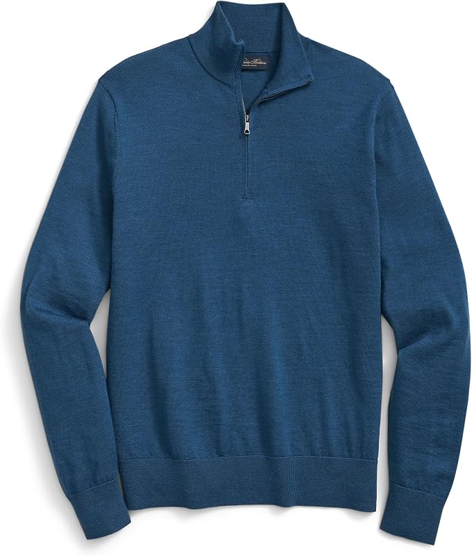 Brooks Brothers Suéter de lana merino con media cremallera para hombre