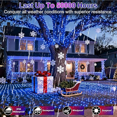 Miniatura 4 de Guirnalda de 1500 luces led navideñas de 470 pies, 12 modos profesionales y temporizador con memoria, enchufables, impermeables, cable transparente,