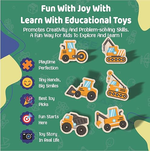 Image of Construction Eco Friendly Materials Wooden Learning Toys Puzzle for Brain Training /jorky Cutting Puzzle for Home /School /Non-Toxic /Education Memory Games for Baby Boy and Girl
