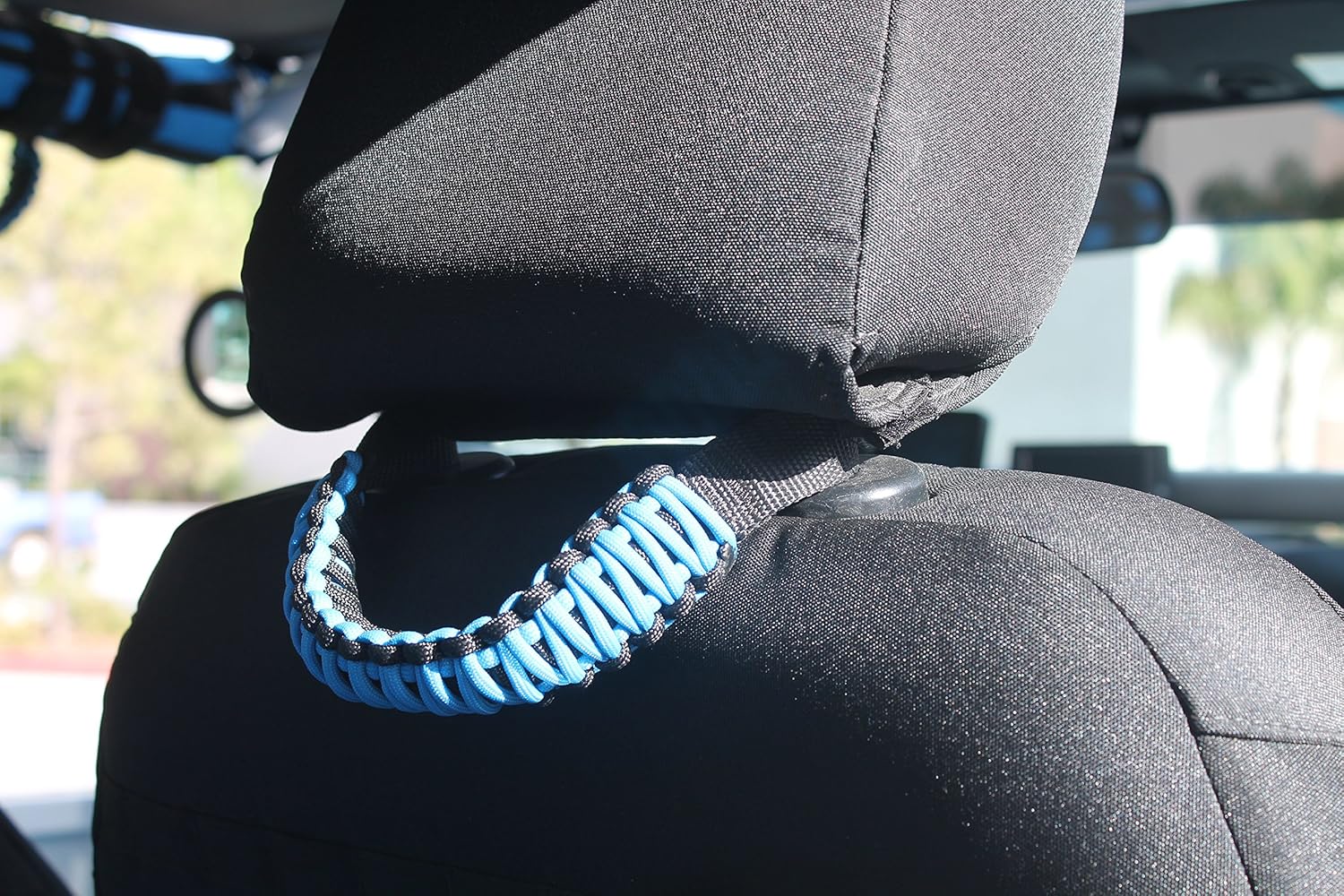 Bartact Paracord Grab Handles Compatible with Jeep Headrest - Black/Anvil Pair