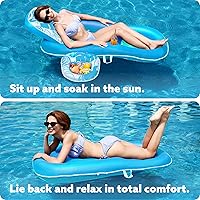 Vista 4 de SLOOSH Pool Floats Lounger Adult, Fabric Pool Floaties Lounge Convertible 2-in-1 Floating Water Floaty with Cup Holders Adjustable Backrest Recliner