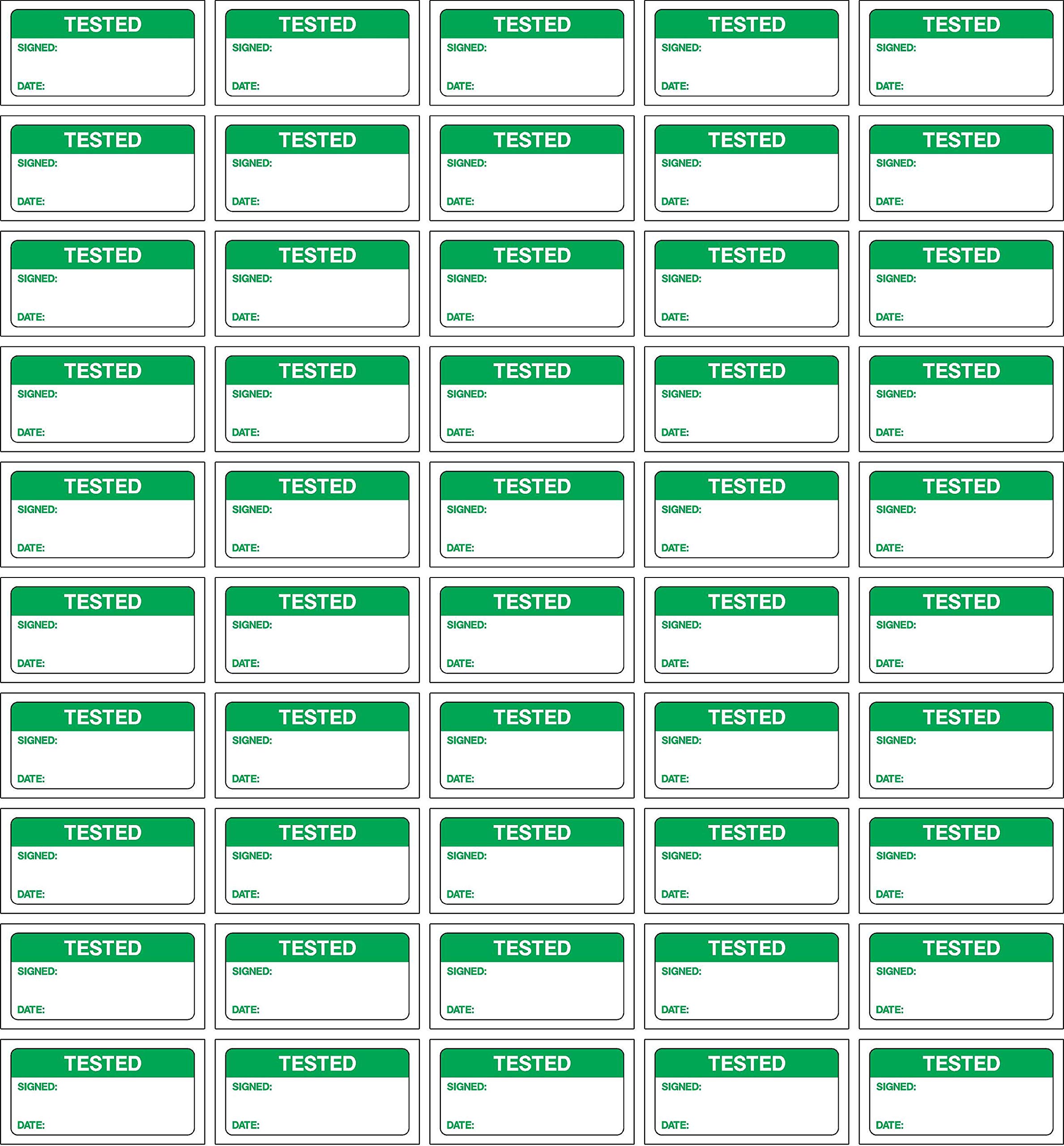 Quality control labels tested, signed and date - 50 Stickers 40mm x 20mm