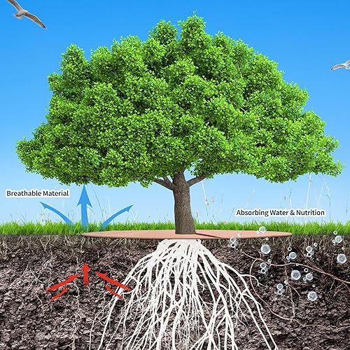 Miniatura 3 de 8 piezas de 32.2 pulgadas de anillo de mantillo de árbol no tejido grueso protector de árbol reutilizable de tela redonda barrera de raíz de árbol,