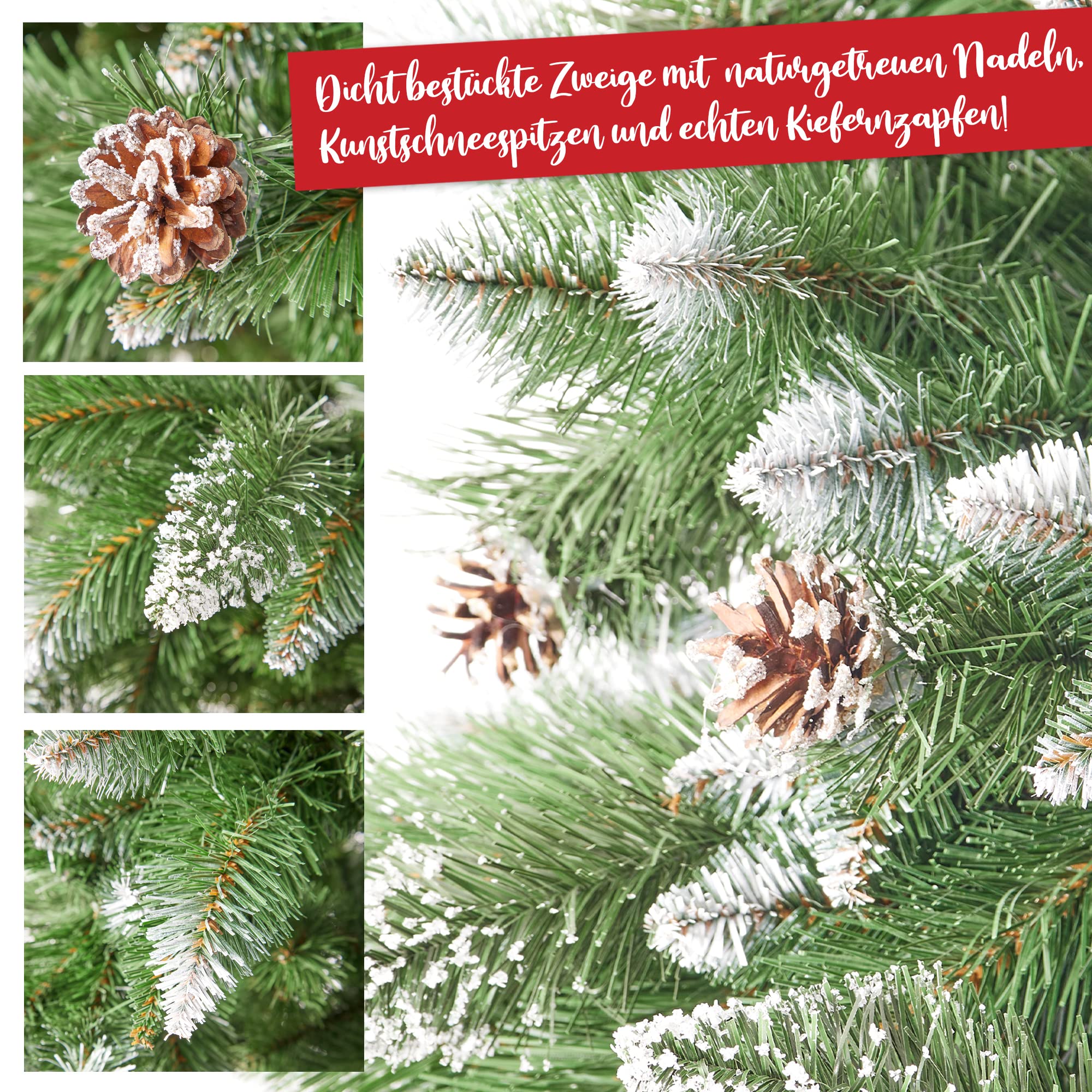Wolkenland Künstlicher Weihnachtsbaum 220 cm – mit Holzständer