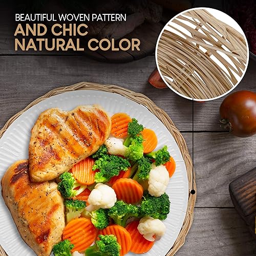 Miniatura 7 de Stock Your Home Soporte para platos de papel de bambú de 10 pulgadas (4 unidades)  Placas de carga naturales reutilizables de mimbre resistente