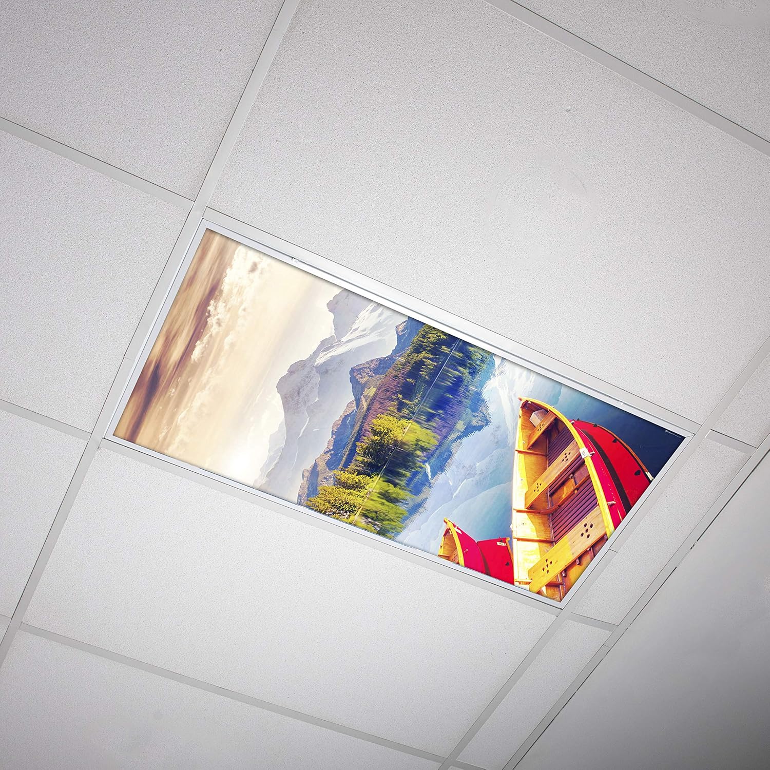 OCTO LIGHTS Fluorescent Light Covers for Classroom Office - Eliminate Harsh Glare Causing Eyestrain and Headaches. Office & Classroom Decorations - Landscape 005
