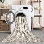 LOVORAL Area Rugs for Living Room: 5x8 Washable Neutral Abstract Rug for Bedroom Large Soft Modern Dining Room Rugs Indoor Floor Low Pile Carpet for Home Office Nursery - Brown Grey