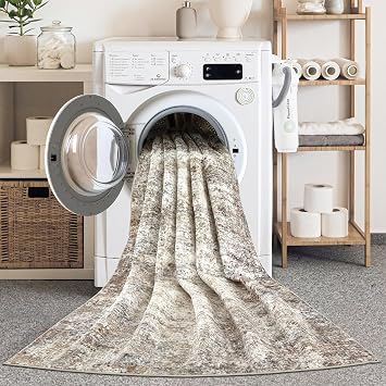 LOVORAL Area Rugs for Living Room: 4x6 Washable Neutral Abstract Rug for Bedroom Large Soft Modern Dining Room Rugs Indoor Floor Low Pile Carpet for Home Office Nursery - Brown Grey