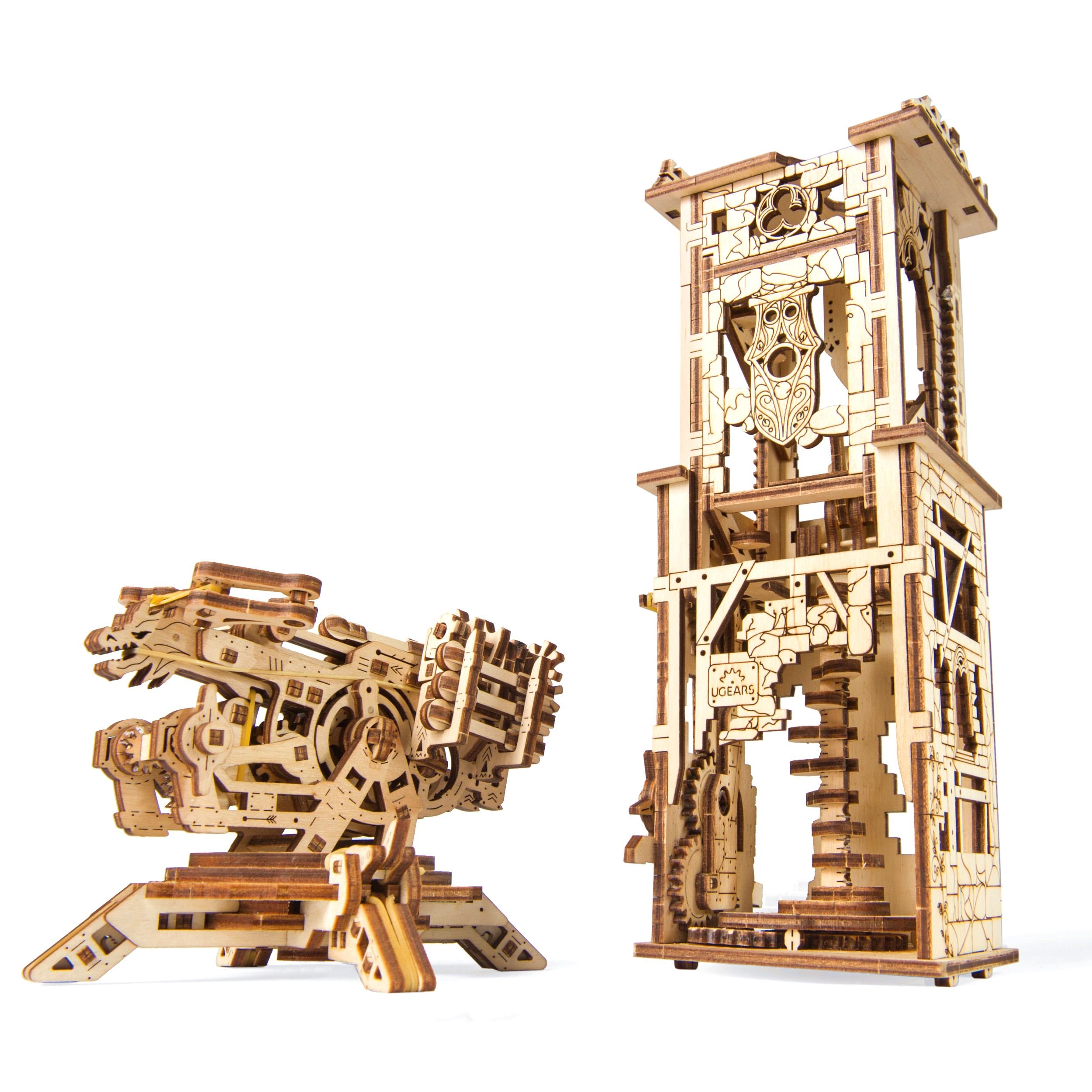 Archballista-Tower Mechanical 3D Model, Wooden Brainteaser for Adults and Teens, Birthday Gift