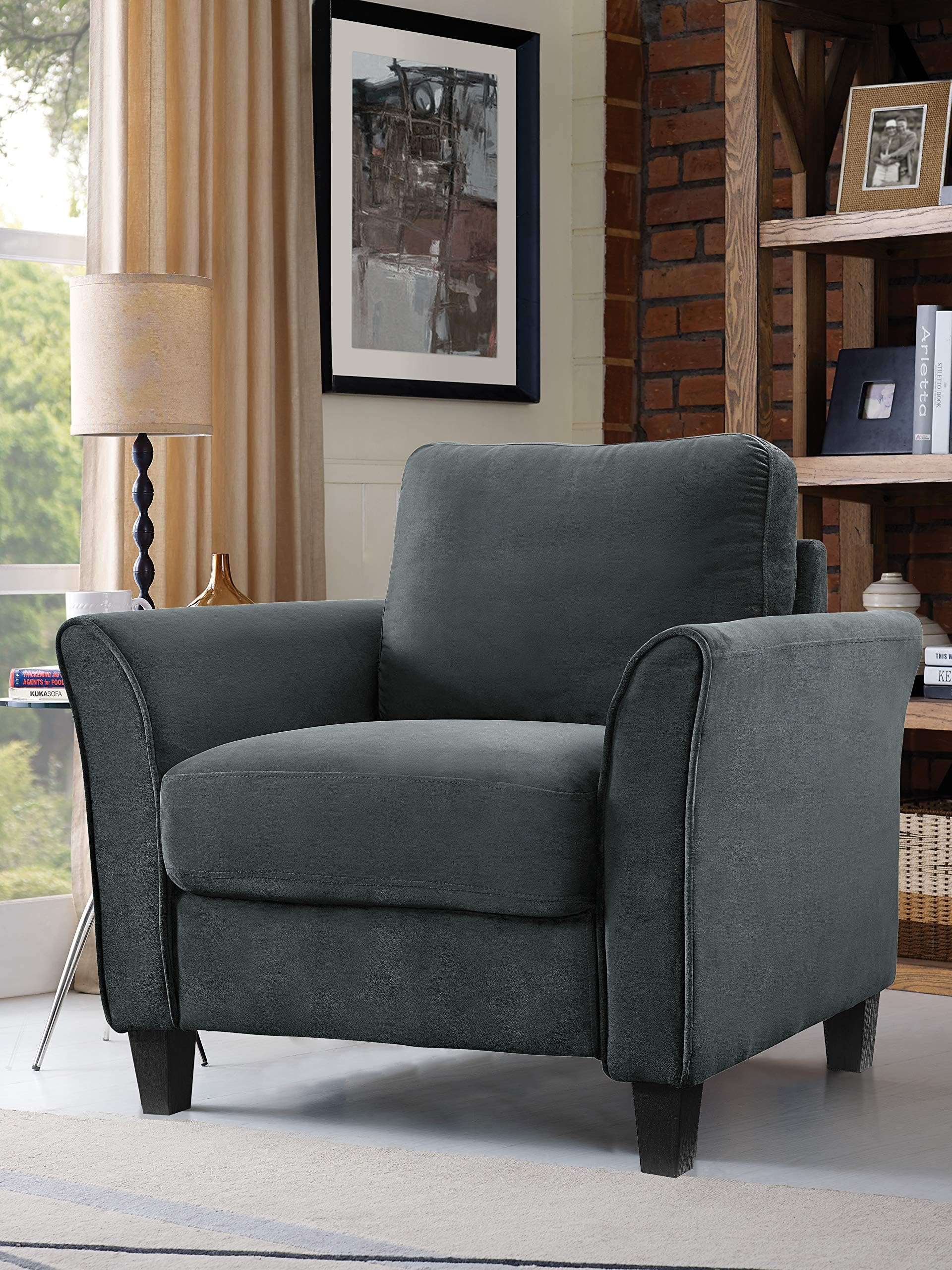 LifeStyle Solutions WEN-KS1DG Austin Armchair, 35.8" W x 31.1" D x 32.3" H, Dark Grey