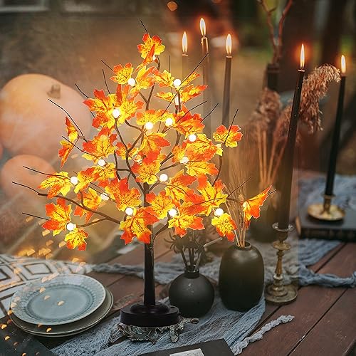 Miniatura 3 de Lámpara de árbol de arce de mesa, 24 luces LED para árbol bonsái con 8 modos de iluminación, pequeño árbol de luz con temporizador para fiesta,
