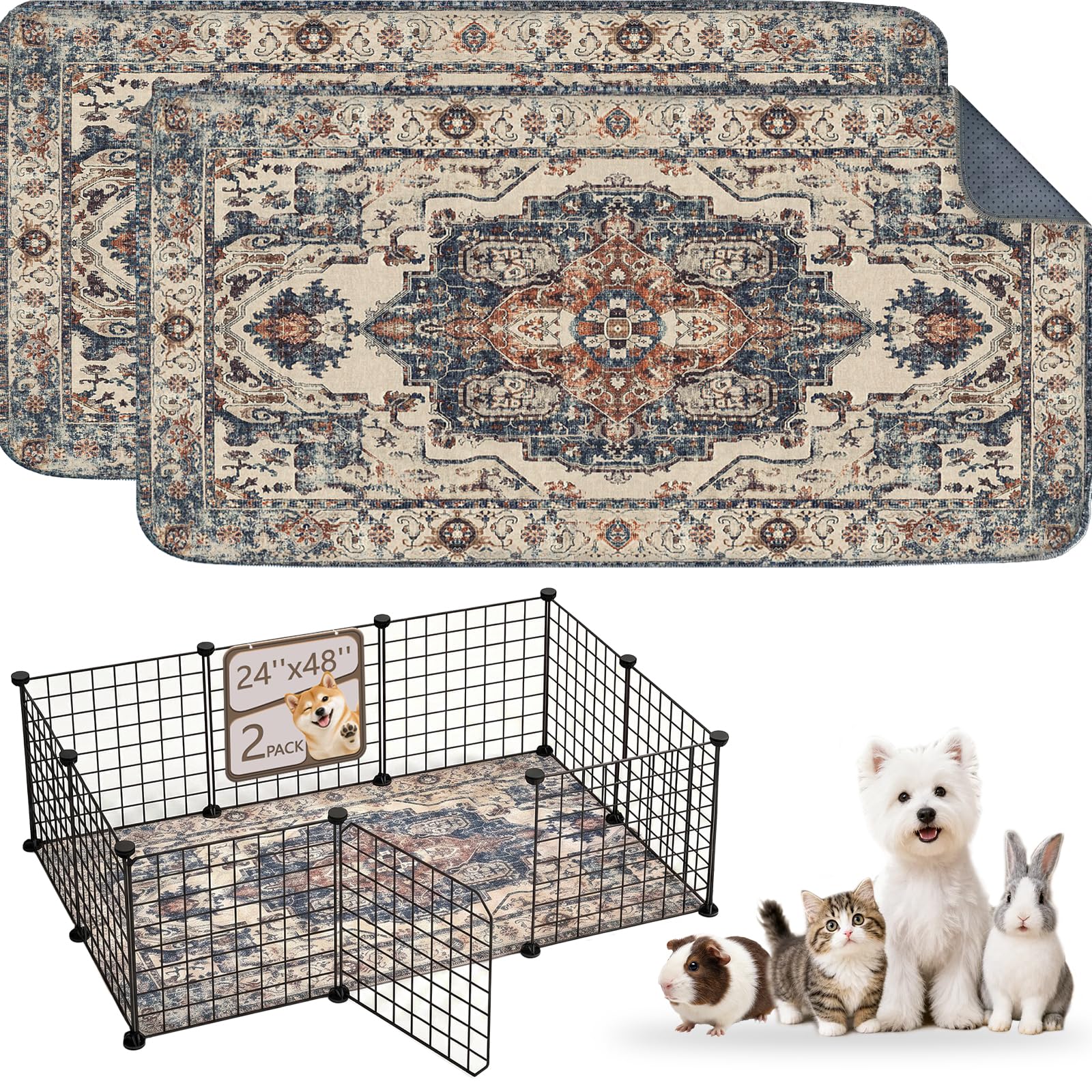 Washable Guinea Pig Pee Pads,Reusable Guinea Pig Cage Liner 2 Pack