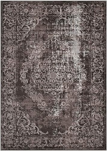 Modway Gamela - Alfombra rústica vintage con medallón floral de 8 x 10 pies, color marrón claro y oscuro antiguo