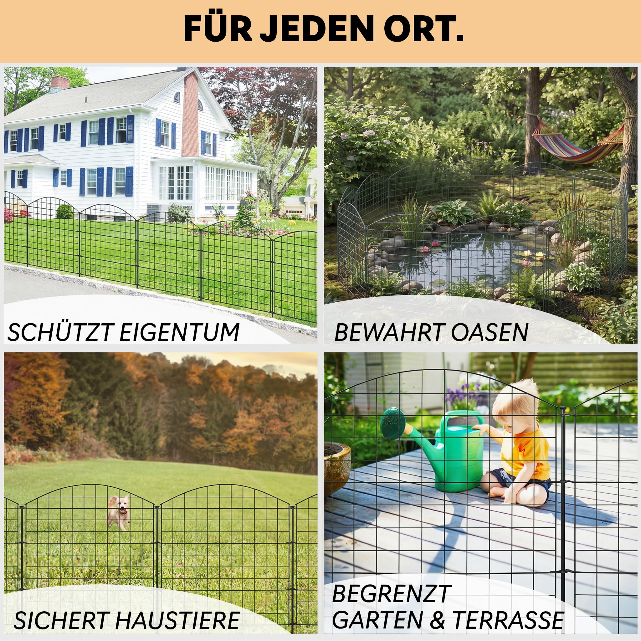 Zaun Steckzaun Gartenzaun Teichzaun für Garten 18 Zaunelemente V2Aox