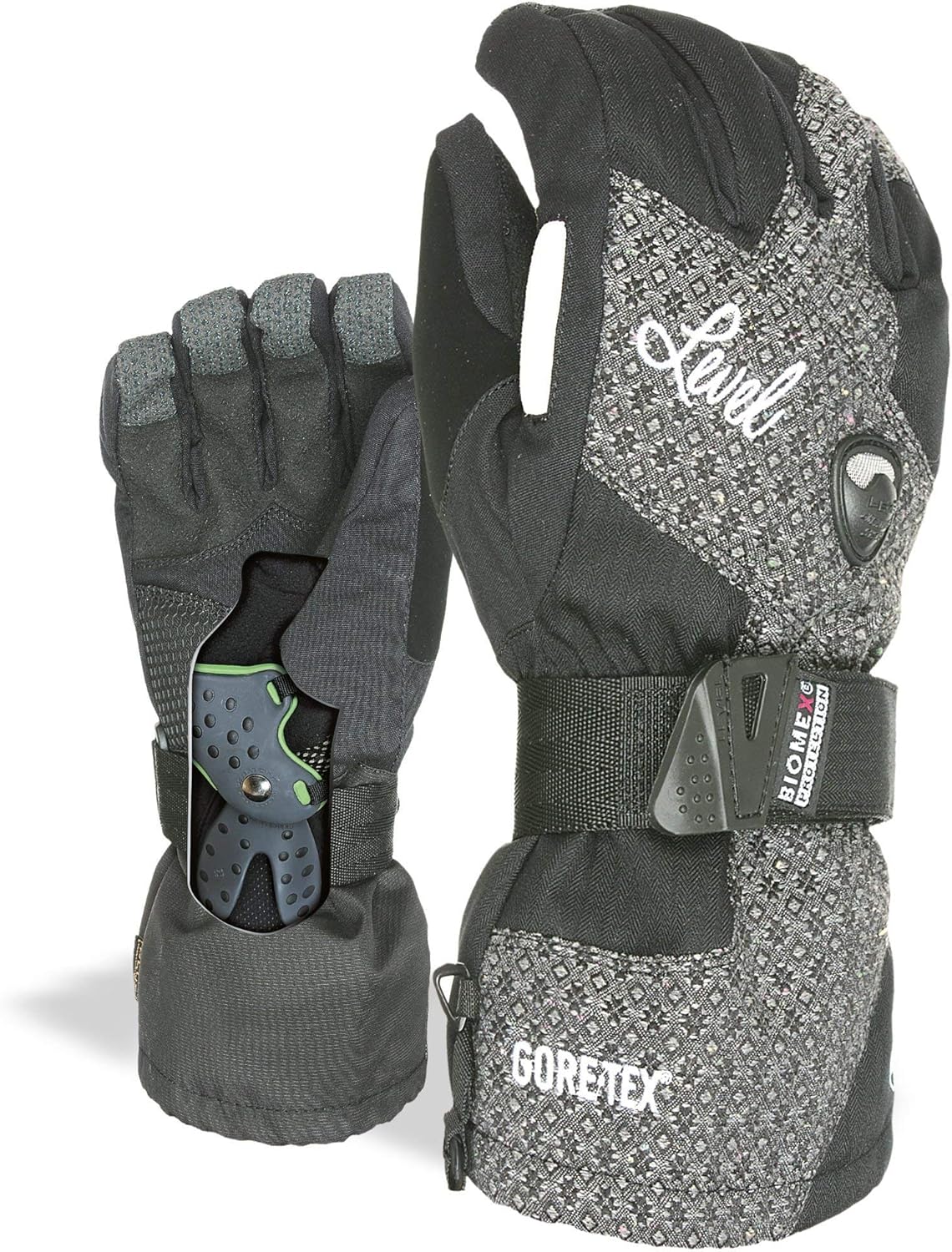 Level Half Pipe Plus Womens Snowboard Gloves with BioMex Wrist Guards, Waterproof Goretex Shell, Warm ThermoPlus Liner