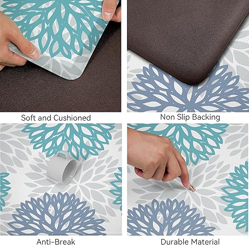 Miniatura 69 de Juego de 2 tapetes de cocina acolchados antifatiga, impermeables, antideslizantes, tapete de espuma viscoelástica, tapete cómodo para fregadero