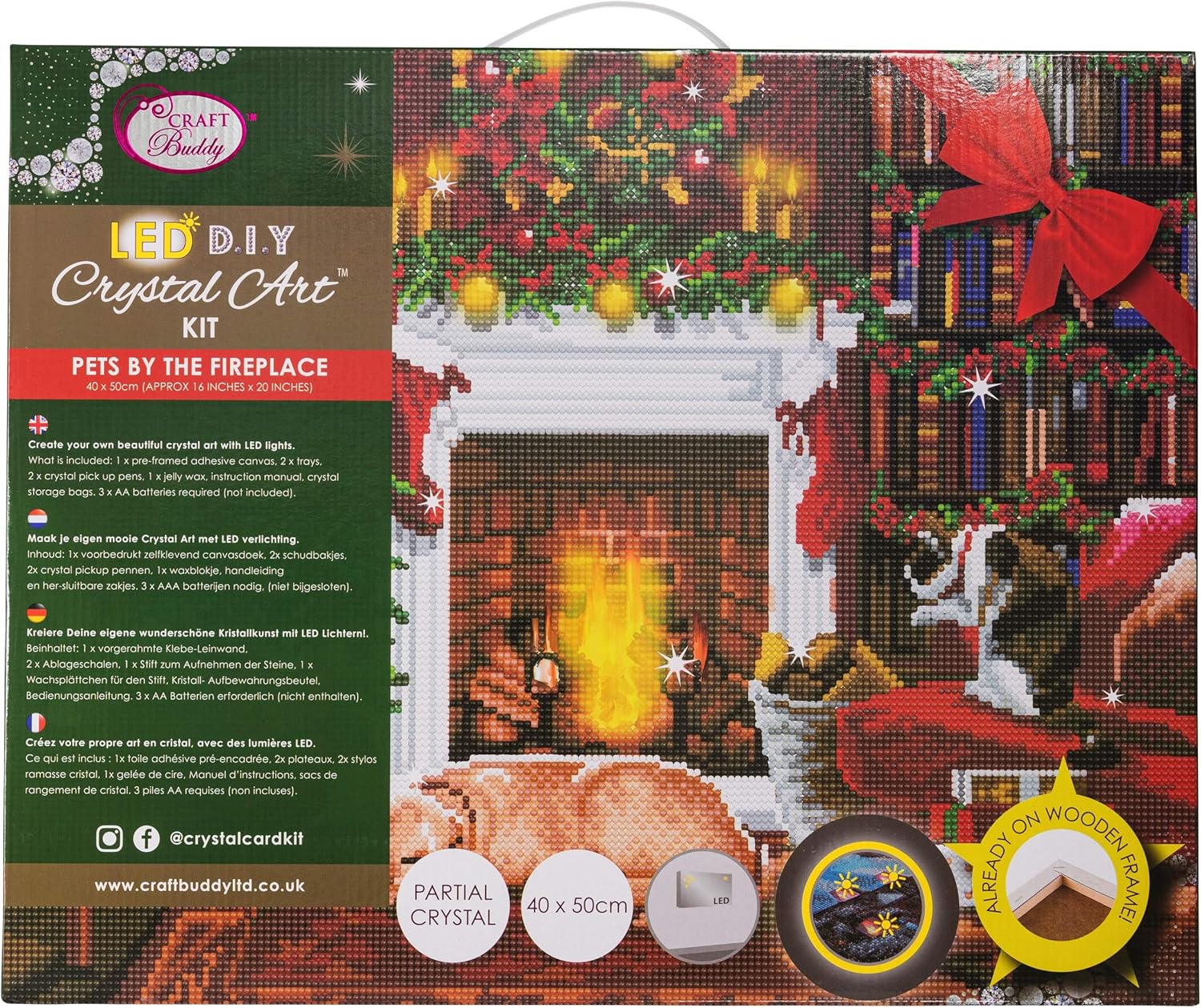 CAK-XLED15: Pets by The Fireplace 40x50 LED Crystal Art Kit (with Special Effects)