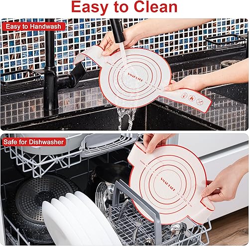 Miniatura 8 de SMARTAKE Paquete de 1 cabestrillo de silicona para horno holandés, tapete reutilizable para hornear pan con mango largo, incluye espátula,