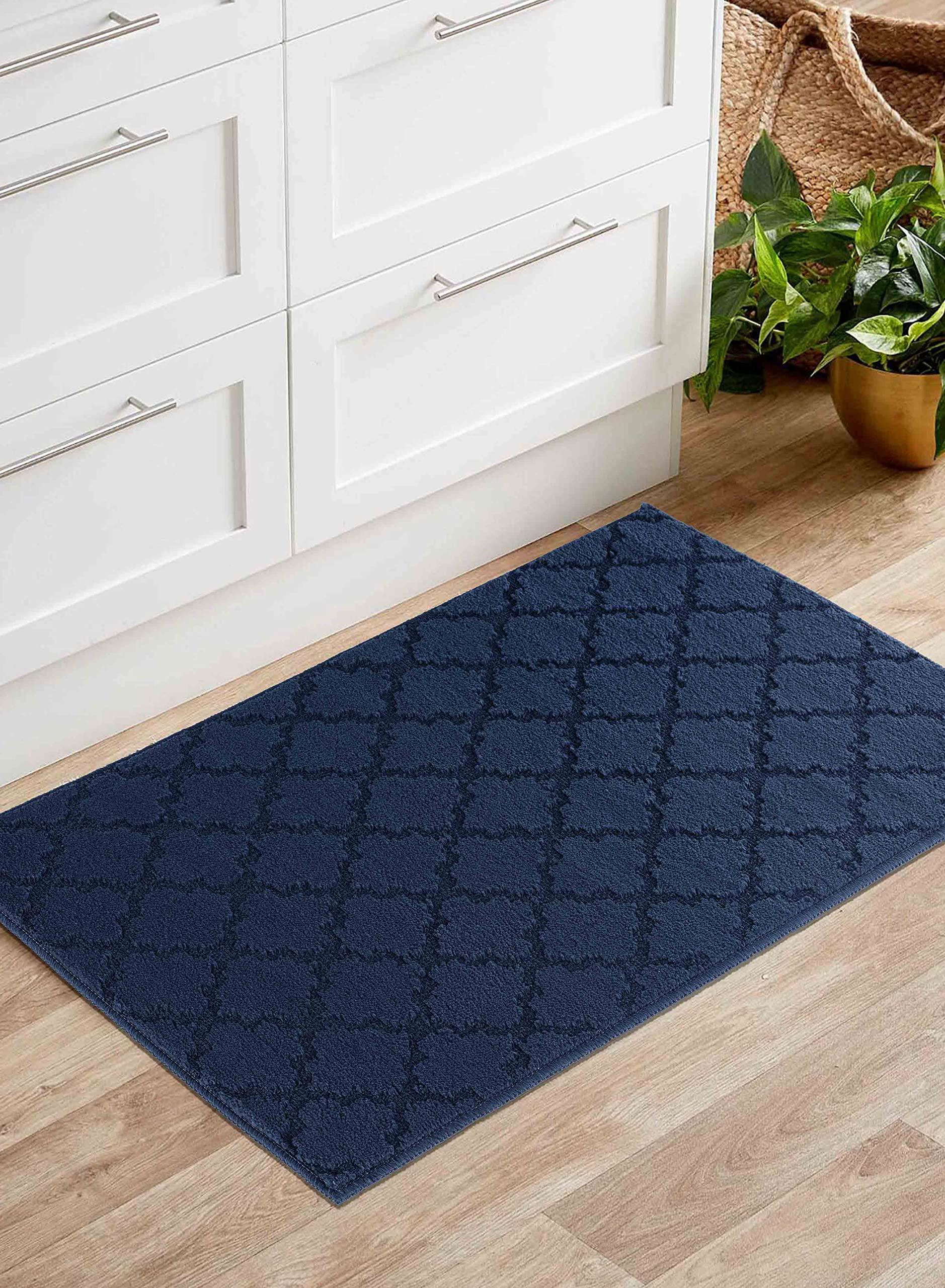 Serdim Rugs Trellis Anti Slip Mat - Navy Blue - 80x150 cm - 9mm Pile