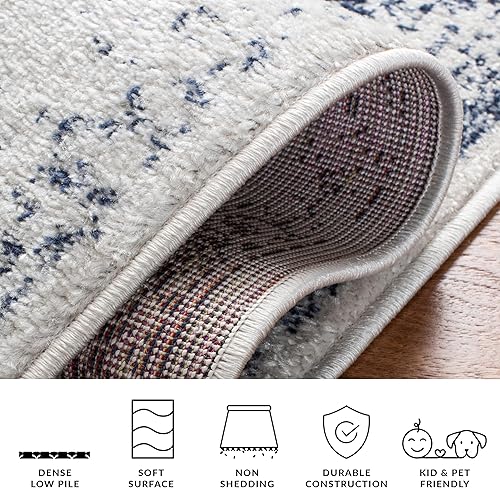 Miniatura 544 de Safavieh colección Adirondack - Alfombra de área, 6 x 9 pies, gris y azul, diseño oriental desgastado, no desprende pelusa, fácil cuidado, ideal