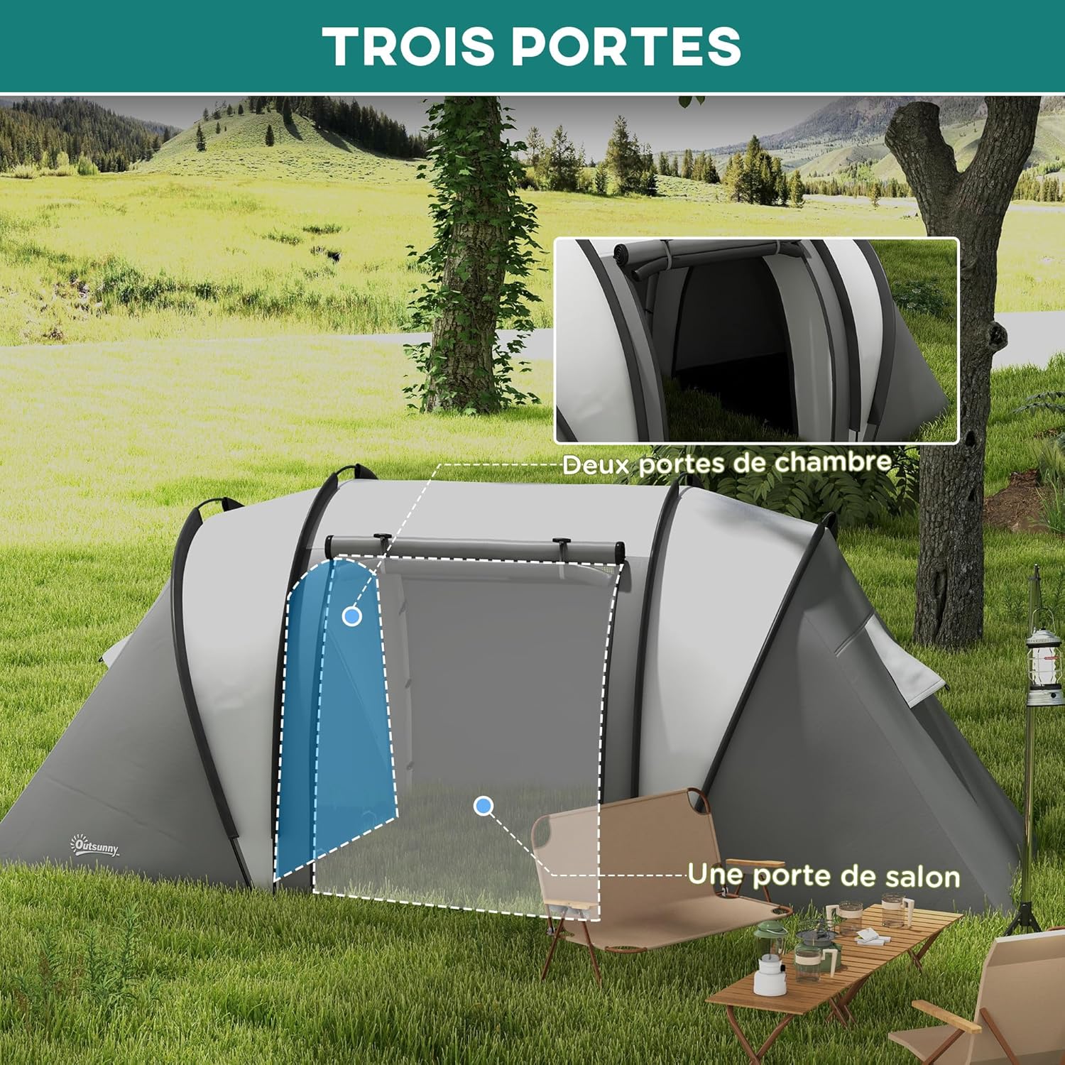Diagram of Outsunny tent highlighting three entry points