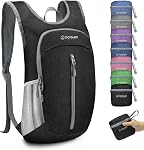 ZOMAKE Small Hiking Backpack for Women Men,10L Lightweight Packable Backpack Travel Foldable Day Pack for Outdoor Sports(Black A2)