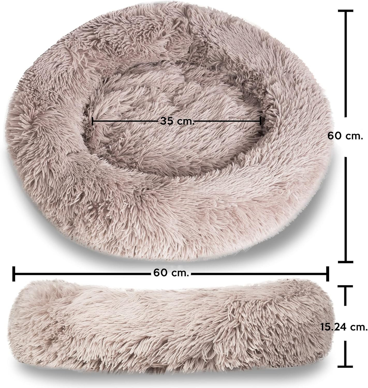 ZONETECH Medium Round Cushion Pet Bed - Premium Quality Washable Donut-Shaped Ultra Soft Plush Cushion Bed for Pets
