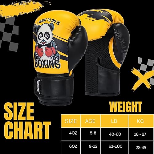 Miniatura 7 de Guantes de boxeo para niños de 4 onzas y 6 onzas, guantes de saco de boxeo juveniles para entrenamiento de gimnasio en casa, kickboxing, Muay Thai,